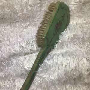 Vintage green floral pearlized celluloid hair brush hairbrush